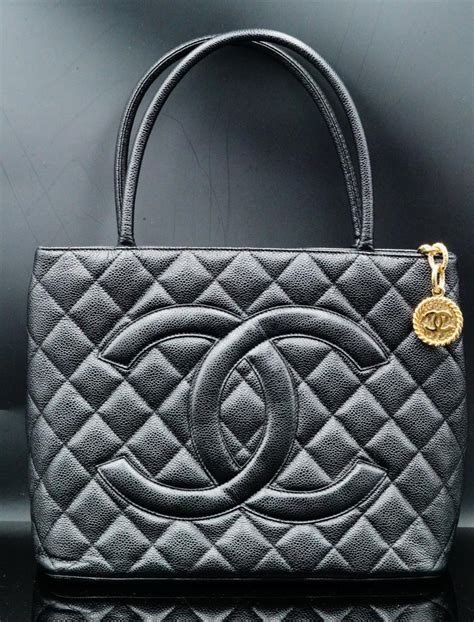 chanel black quilted caviar leather medallion tote bag|Black Quilted Caviar Leather Medallion Tote Bag .